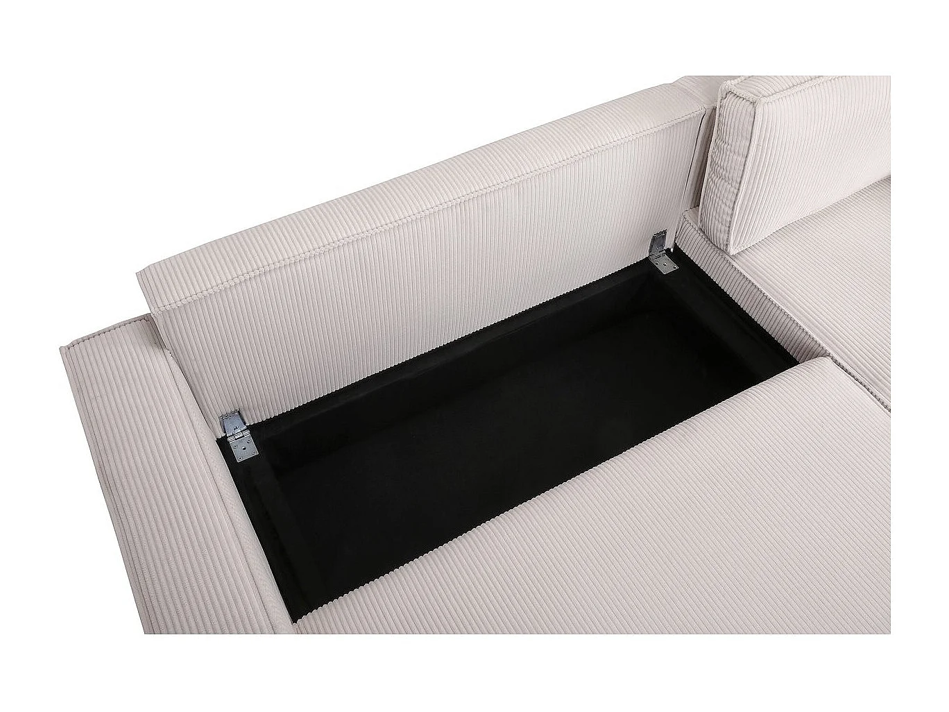 Canapé d'angle en velours côtelé "Montaigne S" - 3 places - Beige