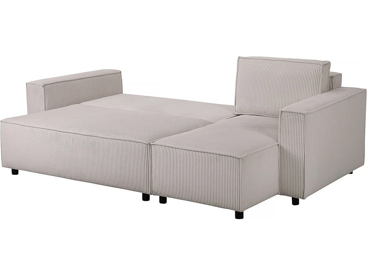 Canapé d'angle 3 places en velours cotele beige MONTAIGNE