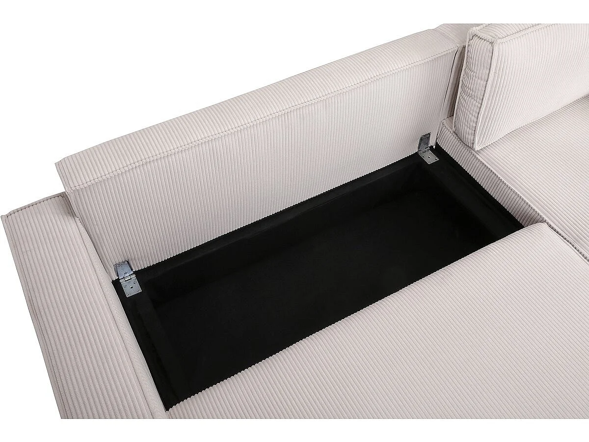 Canapé d'angle 3 places en velours cotele beige MONTAIGNE