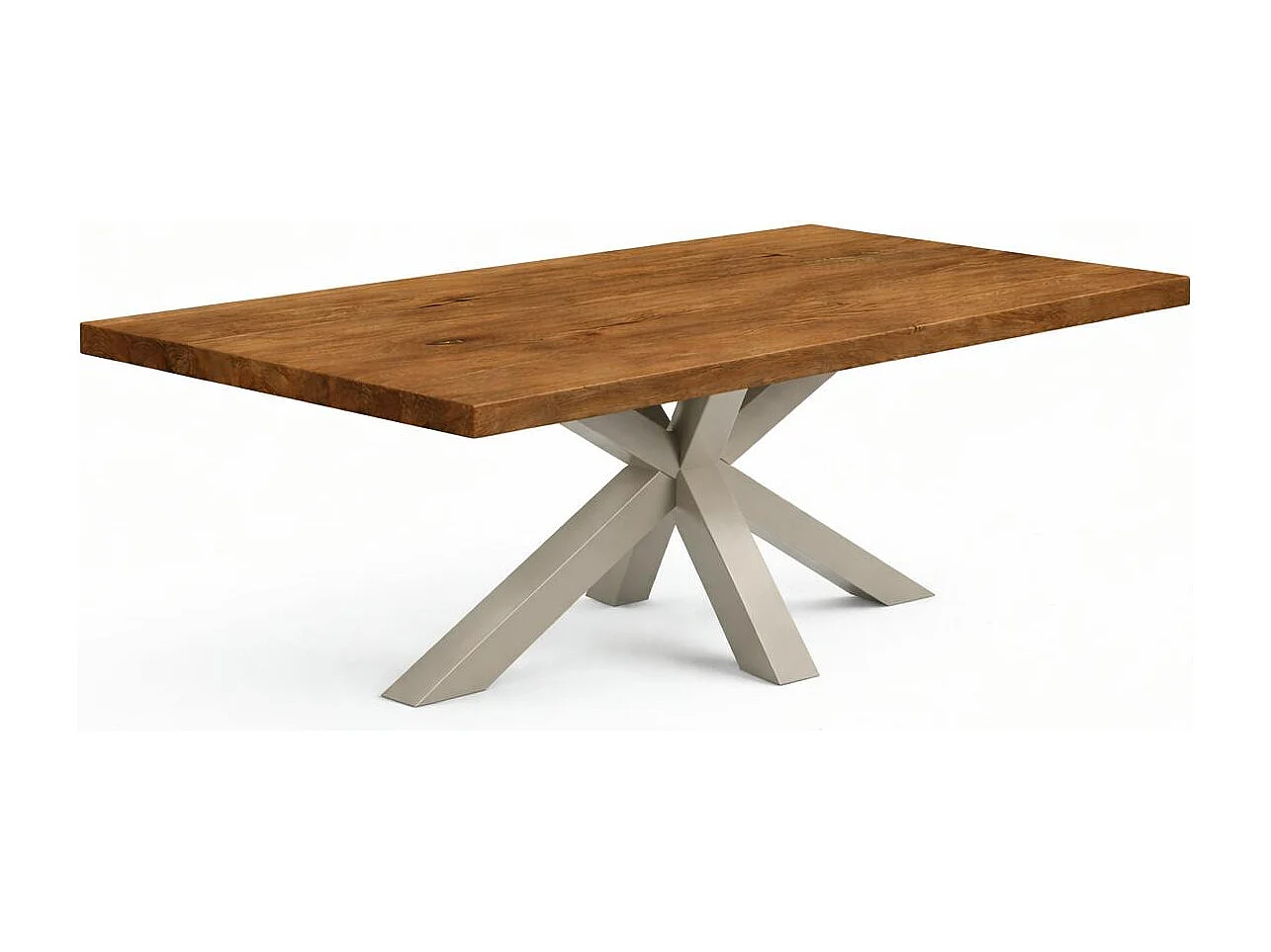 Table extensible bois brun bords droits pied grège 220 cm PALERME