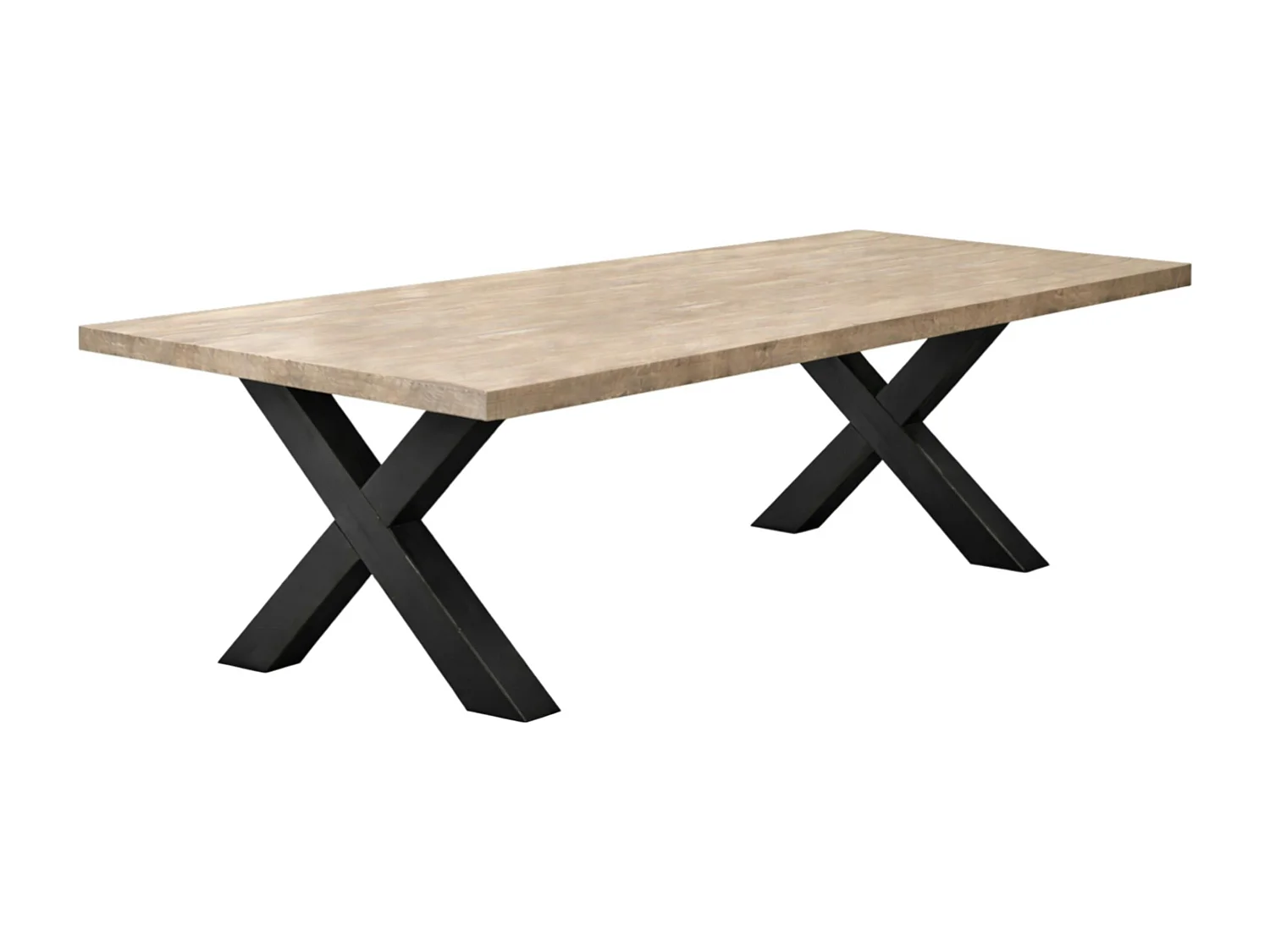 Table extensible bois grisé bords droits pieds en X 180 cm PALERME
