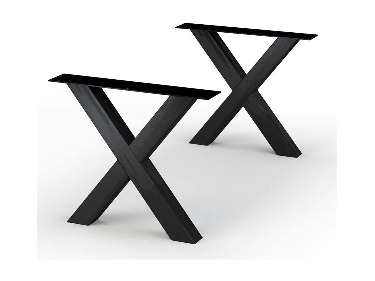 Table extensible bois grisé bords droits pieds en X 180 cm PALERME