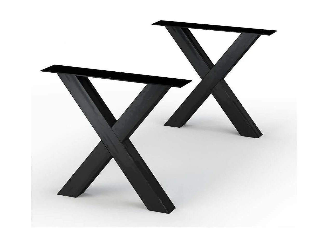 Table extensible bois huilé bords droits pieds en X 220 cm PALERME