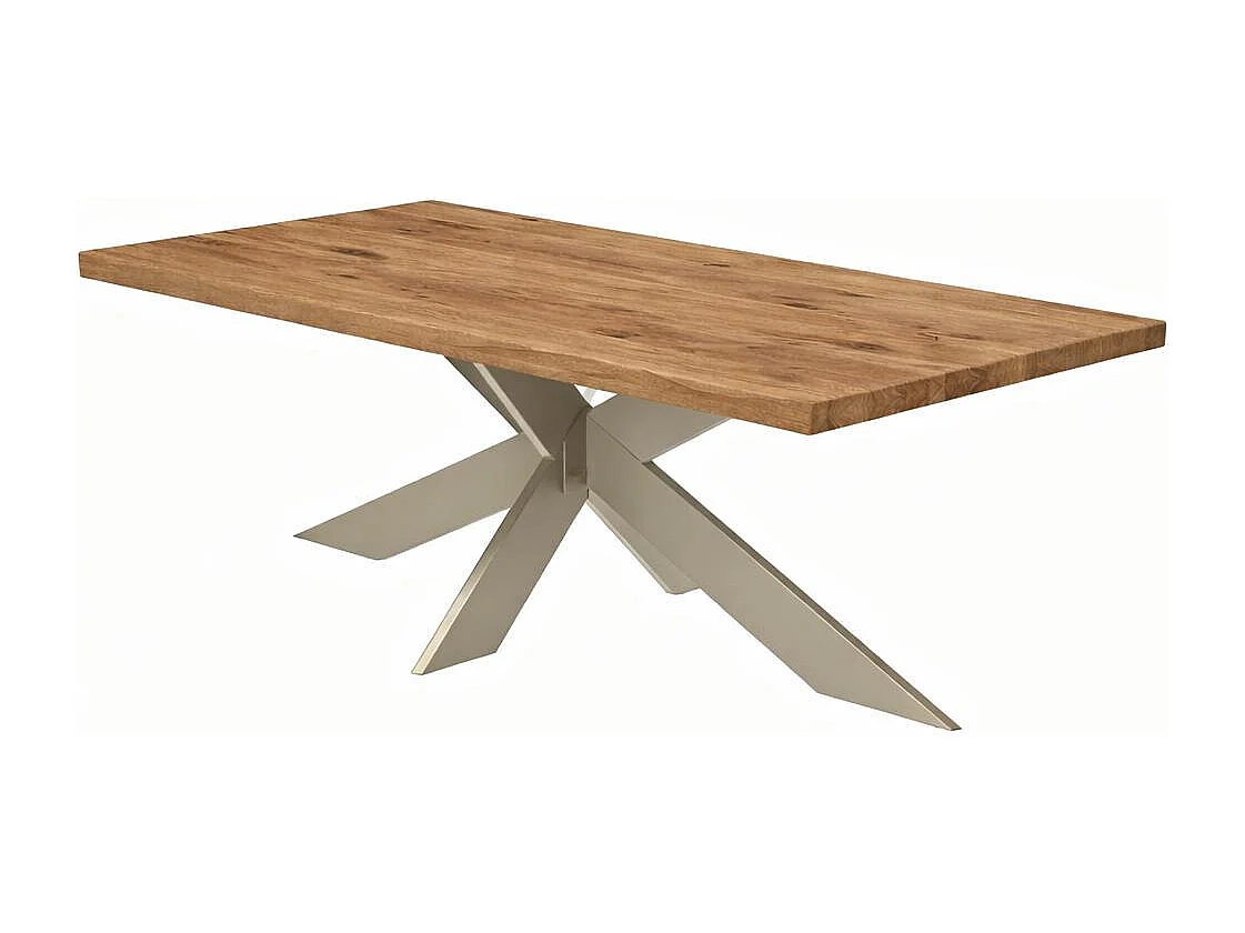 Table extensible bois brun bords droits pied grège fin 200 cm PALERME