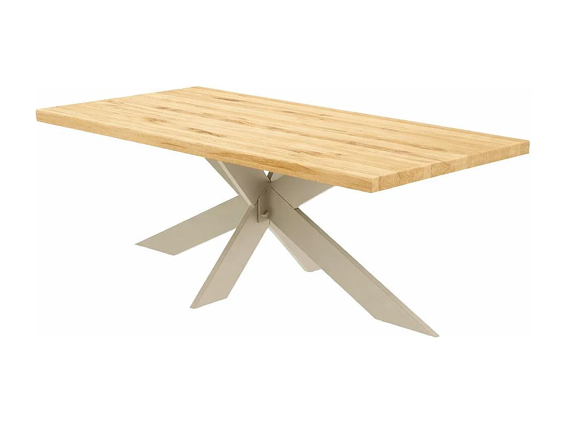 Table extensible bois huilé bords droits pied grège fin 200 cm PALERME