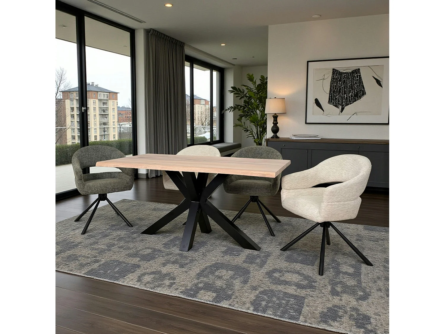 Table extensible en chêne blanc bords naturels 160 cm ETNA