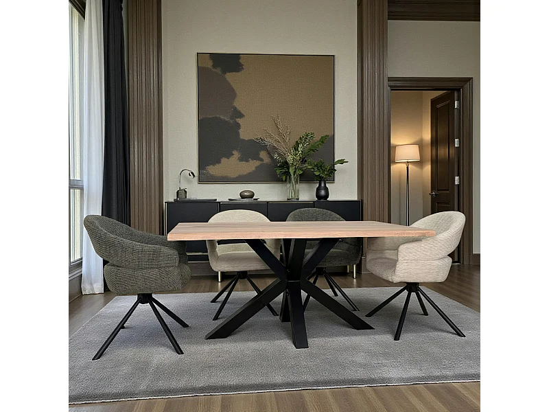 Table extensible en chêne blanc bords naturels 160 cm ETNA