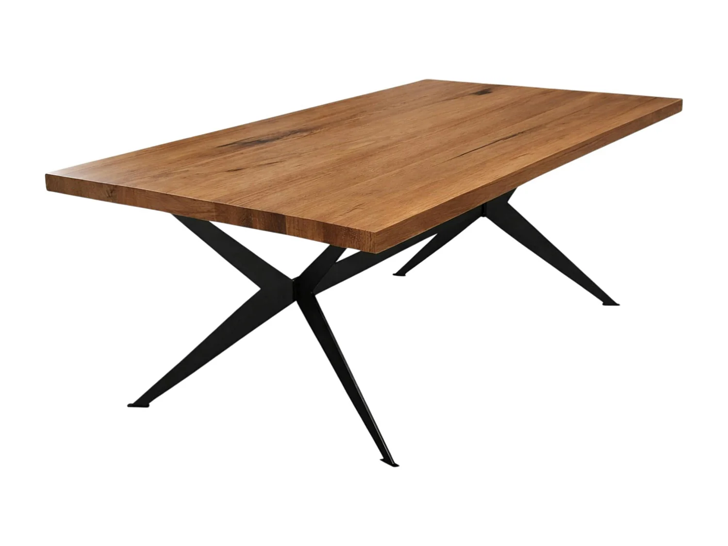 Table extensible bois brun bords droits pied graphique 180 cm PALERME