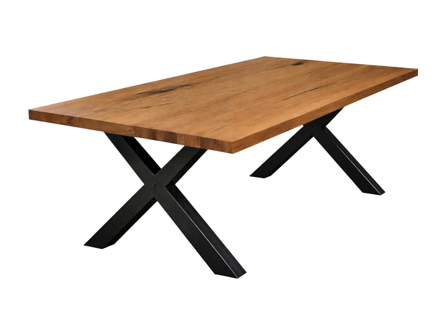 Table extensible bois brun bords droits pieds en X 220 cm PALERME