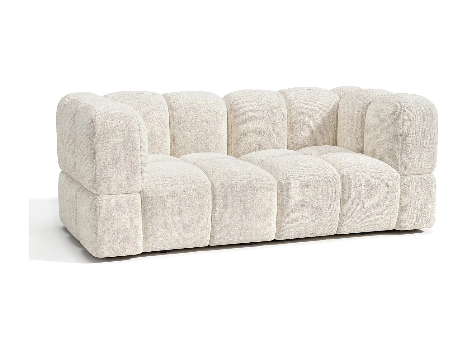 Canapé modulable 3 places velours texturé crème NUBI