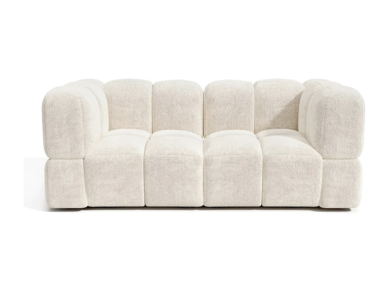 Canapé modulable 3 places velours texturé crème NUBI