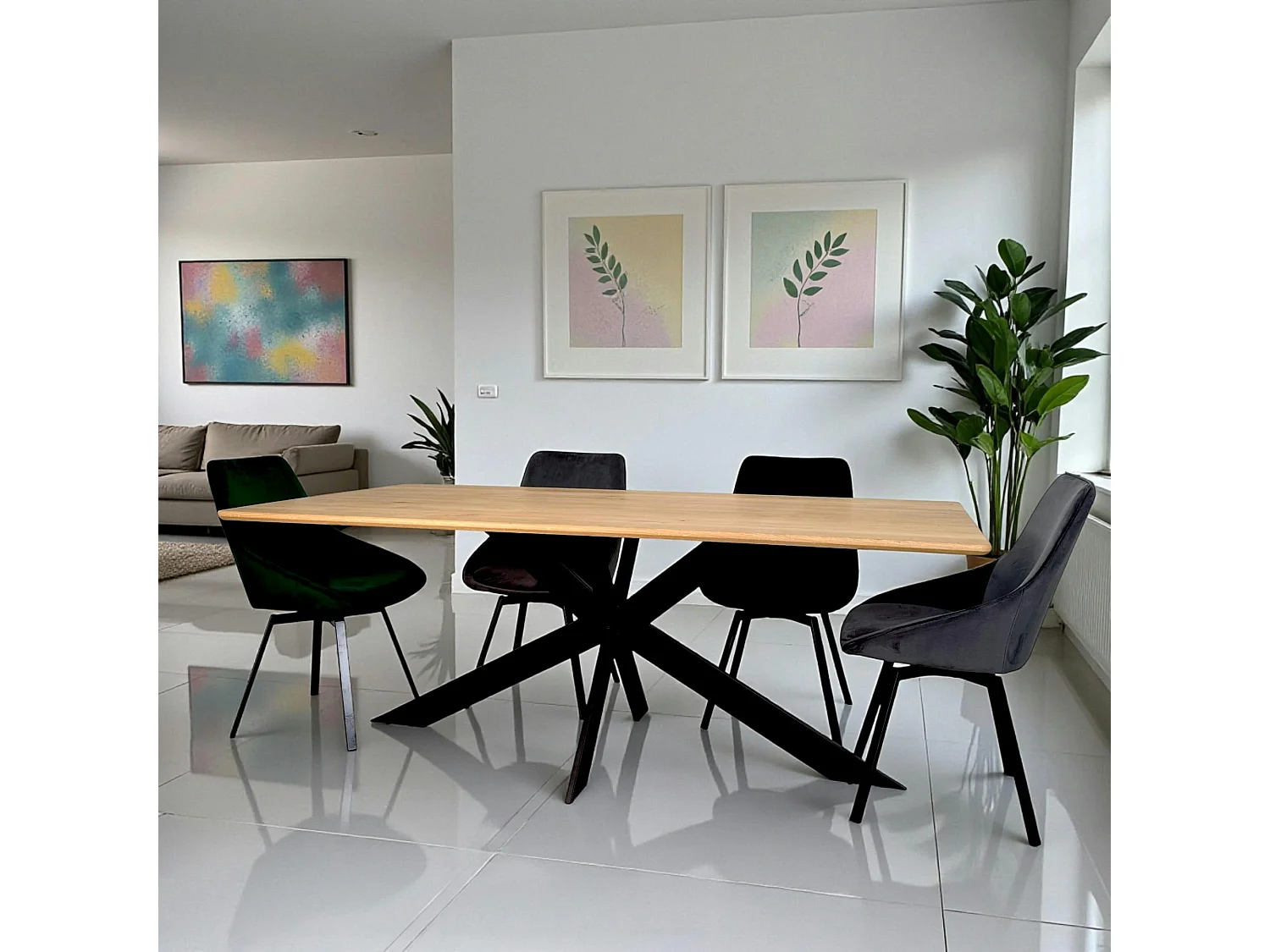 Table extensible bois de chêne huilé bords arrondis 200 cm HAVEN