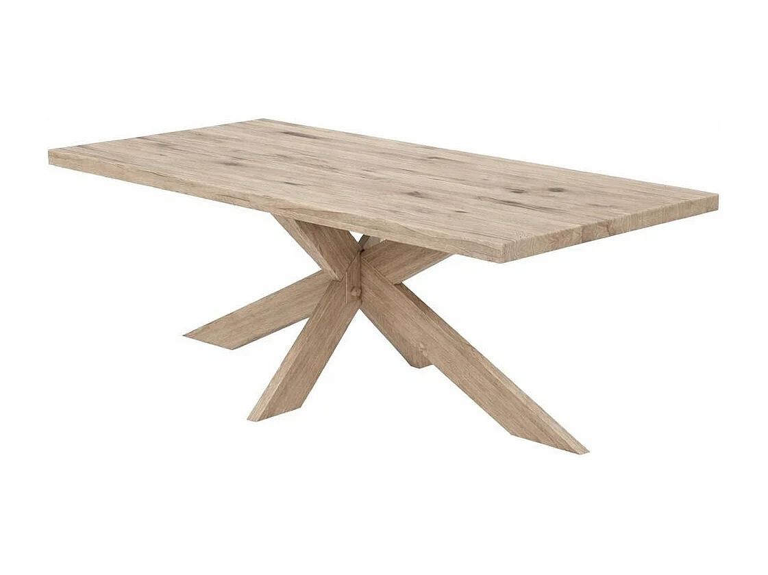 Table extensible bois grisé bords droits pied bois 240 cm PALERME