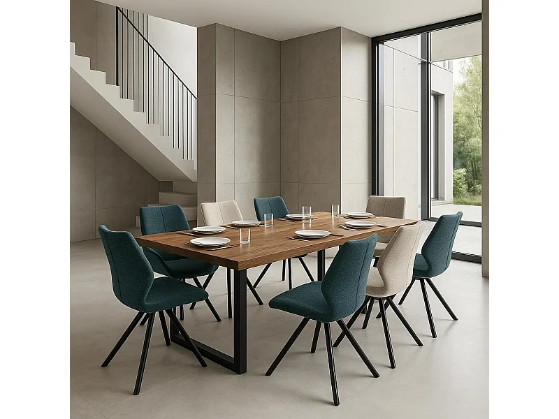 Table extensible bois de chêne brun pieds en U 220 cm PALERME