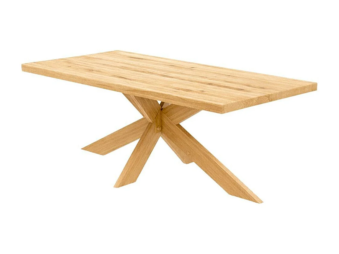 Table extensible bois huilé bords droits pied bois 200 cm PALERME