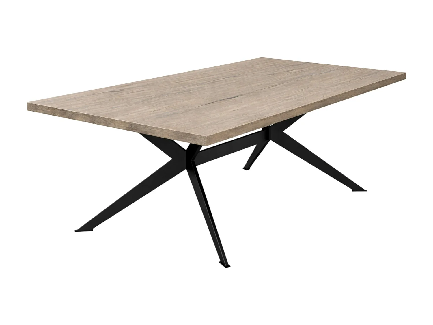 Table extensible bois grisé bords droits pied graphique 180 cm PALERME