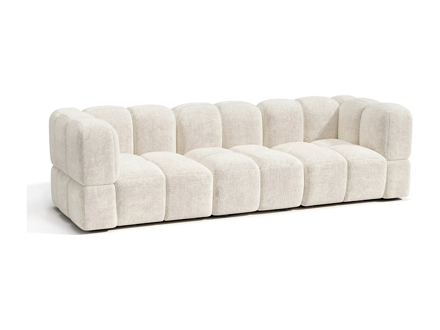 Canapé modulable 4-5 places velours texturé crème NUBI