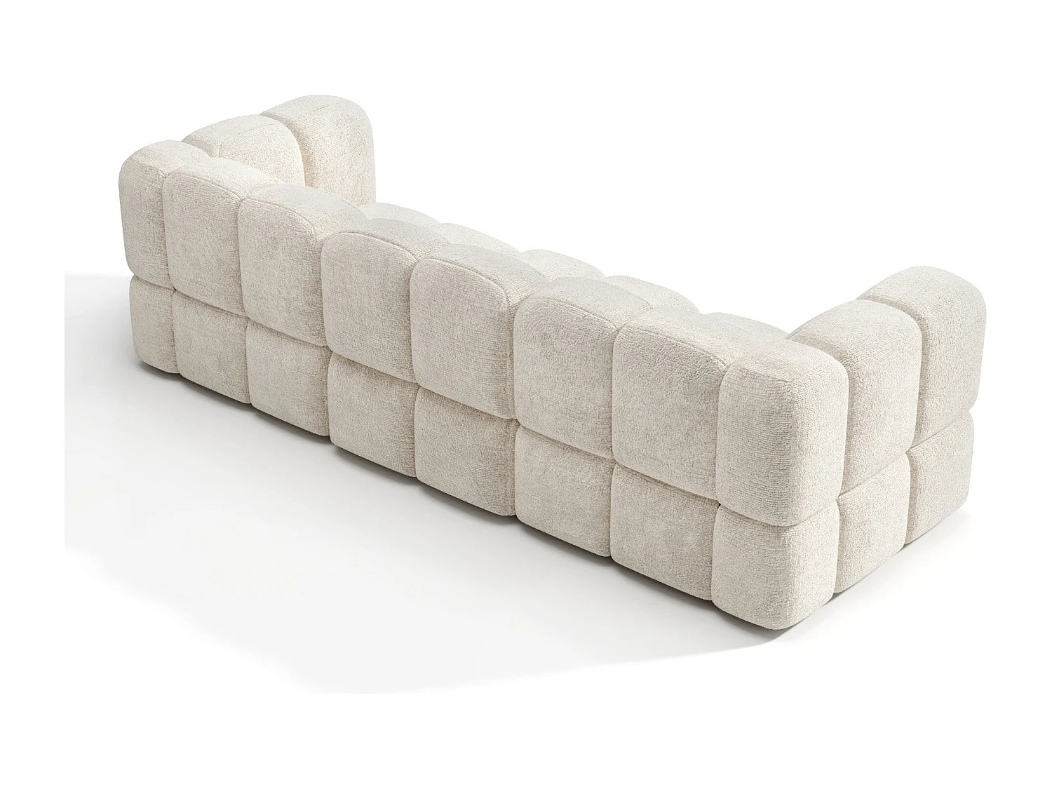 Canapé modulable 4-5 places velours texturé crème NUBI