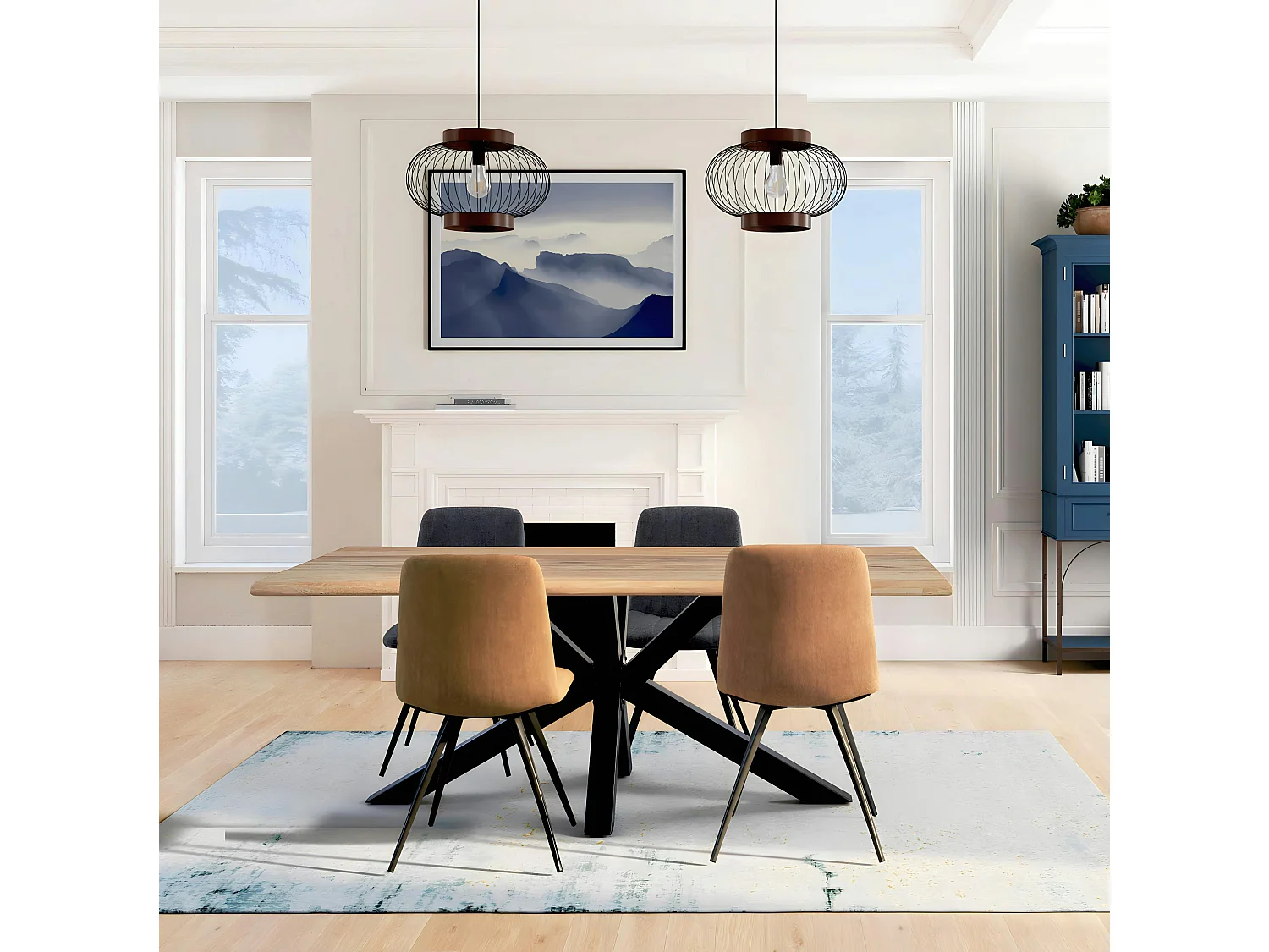 Table extensible en chêne huilé bords naturels 160 cm ETNA