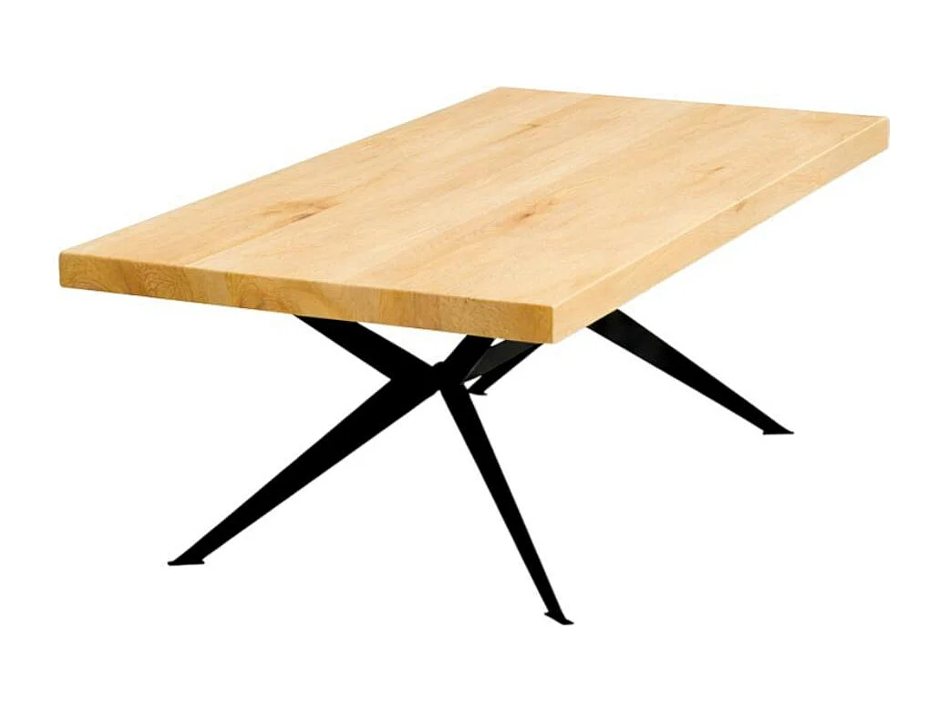 Table extensible bois huilé bords droits pied graphique 200 cm PALERME