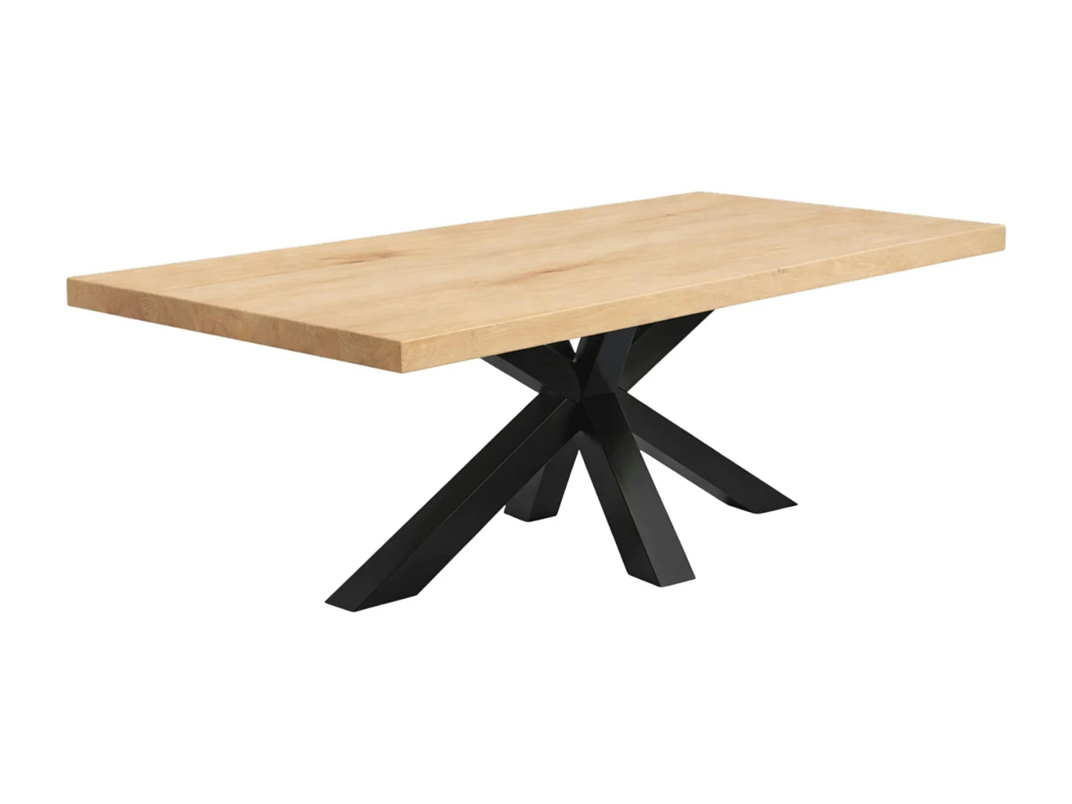 Table extensible bois blanc bords droits pied noir 180 cm PALERME