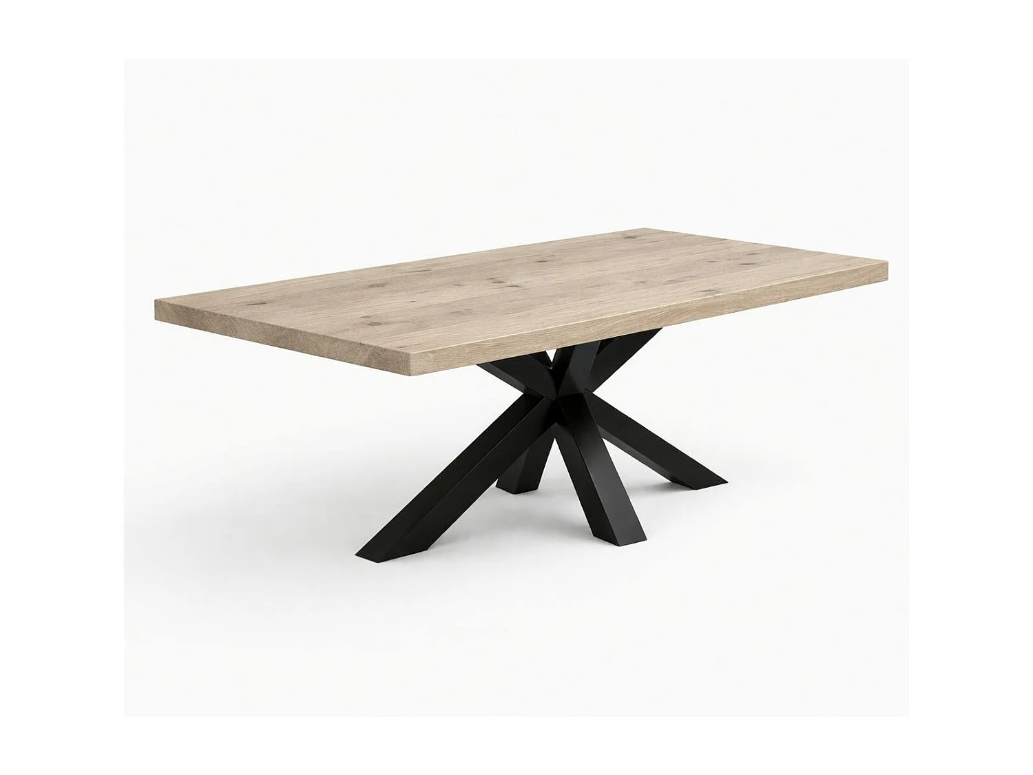 Table extensible bois grisé bords droits pied noir 200 cm PALERME