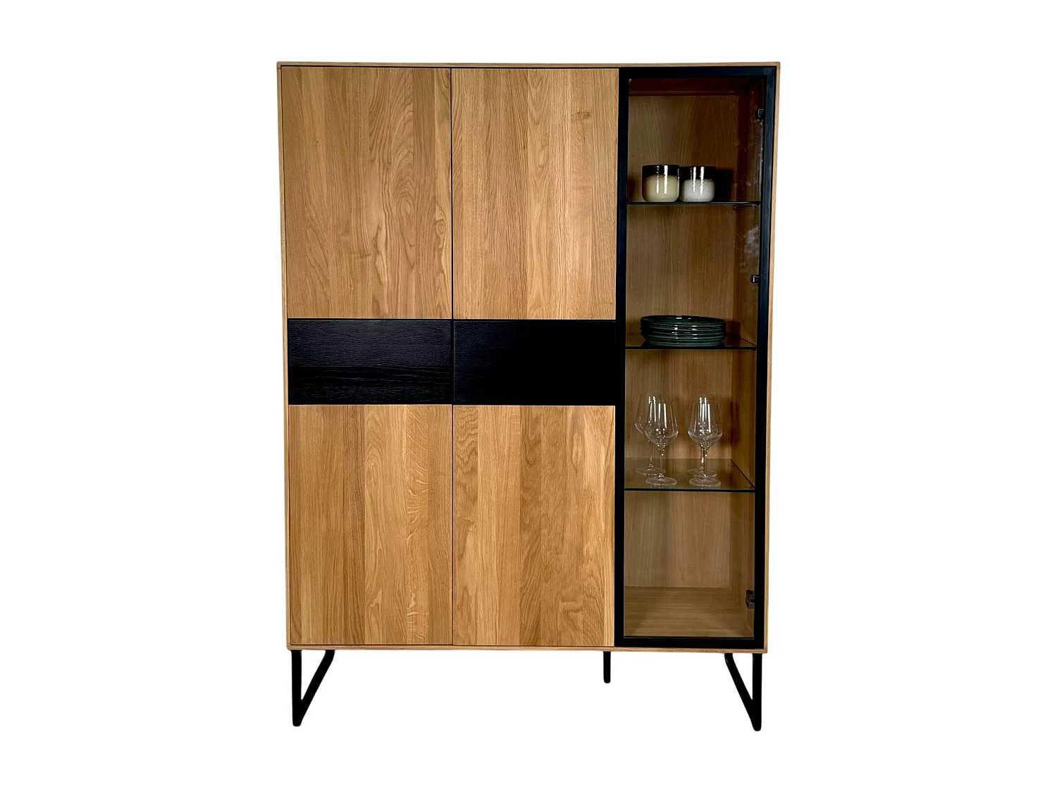 Buffet vitrine bois de chêne huilé HAVEN