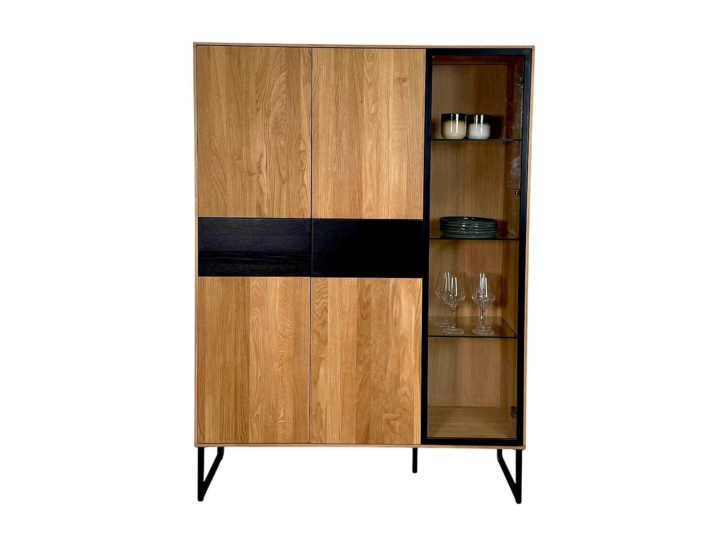 Buffet vitrine bois de chêne huilé HAVEN