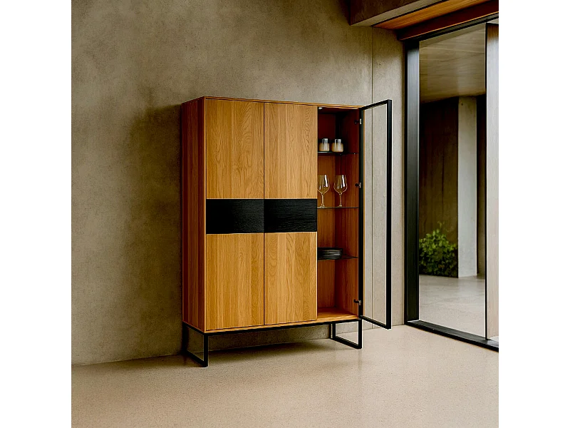 Buffet vitrine bois de chêne huilé HAVEN