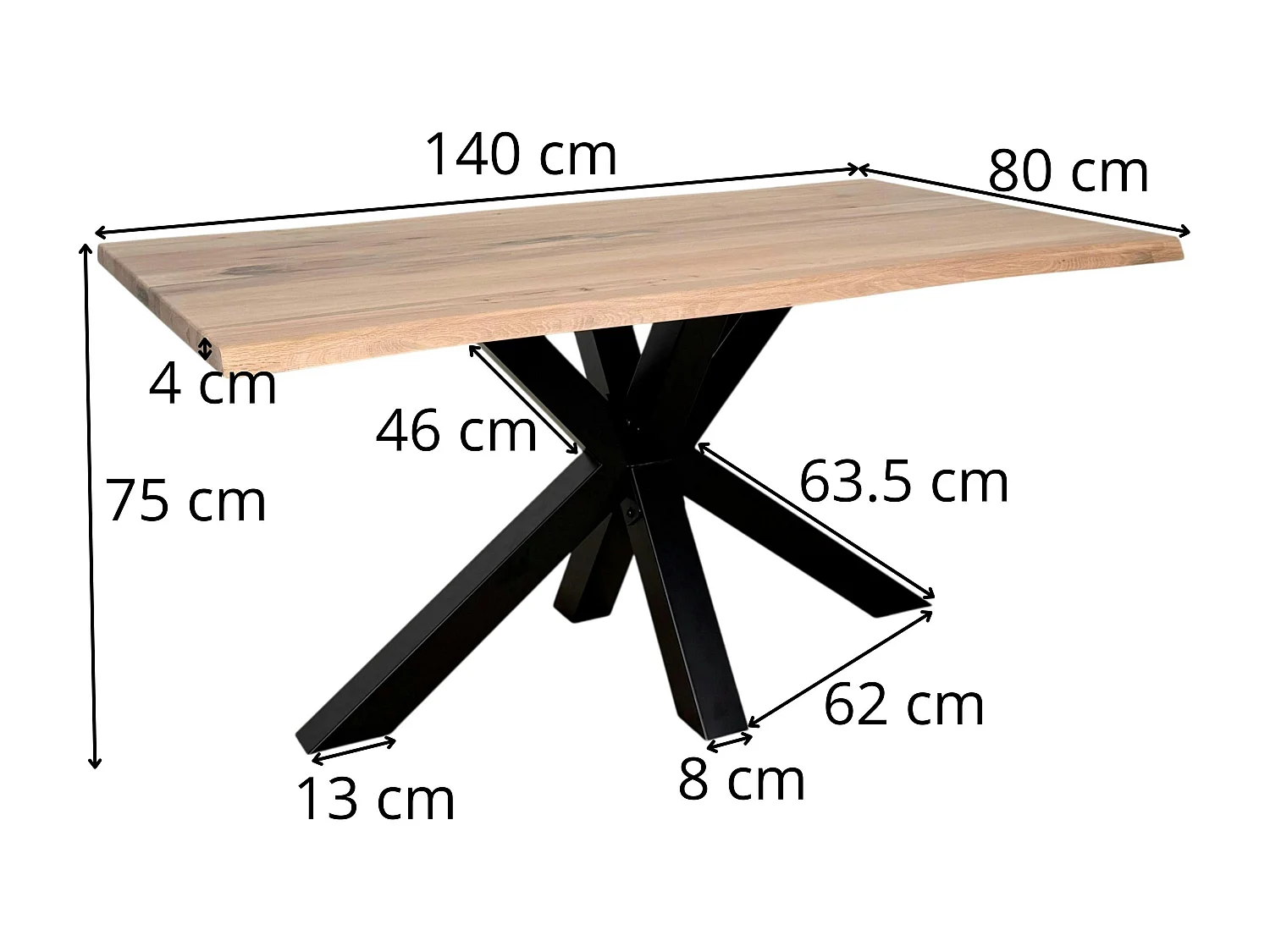 Table extensible en chêne blanc bords naturels 140 cm ETNA