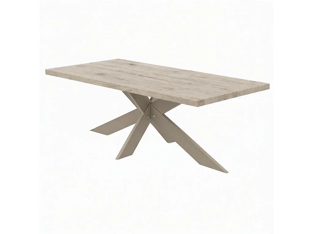 Table extensible bois grisé bords droits pied grège fin 200 cm PALERME