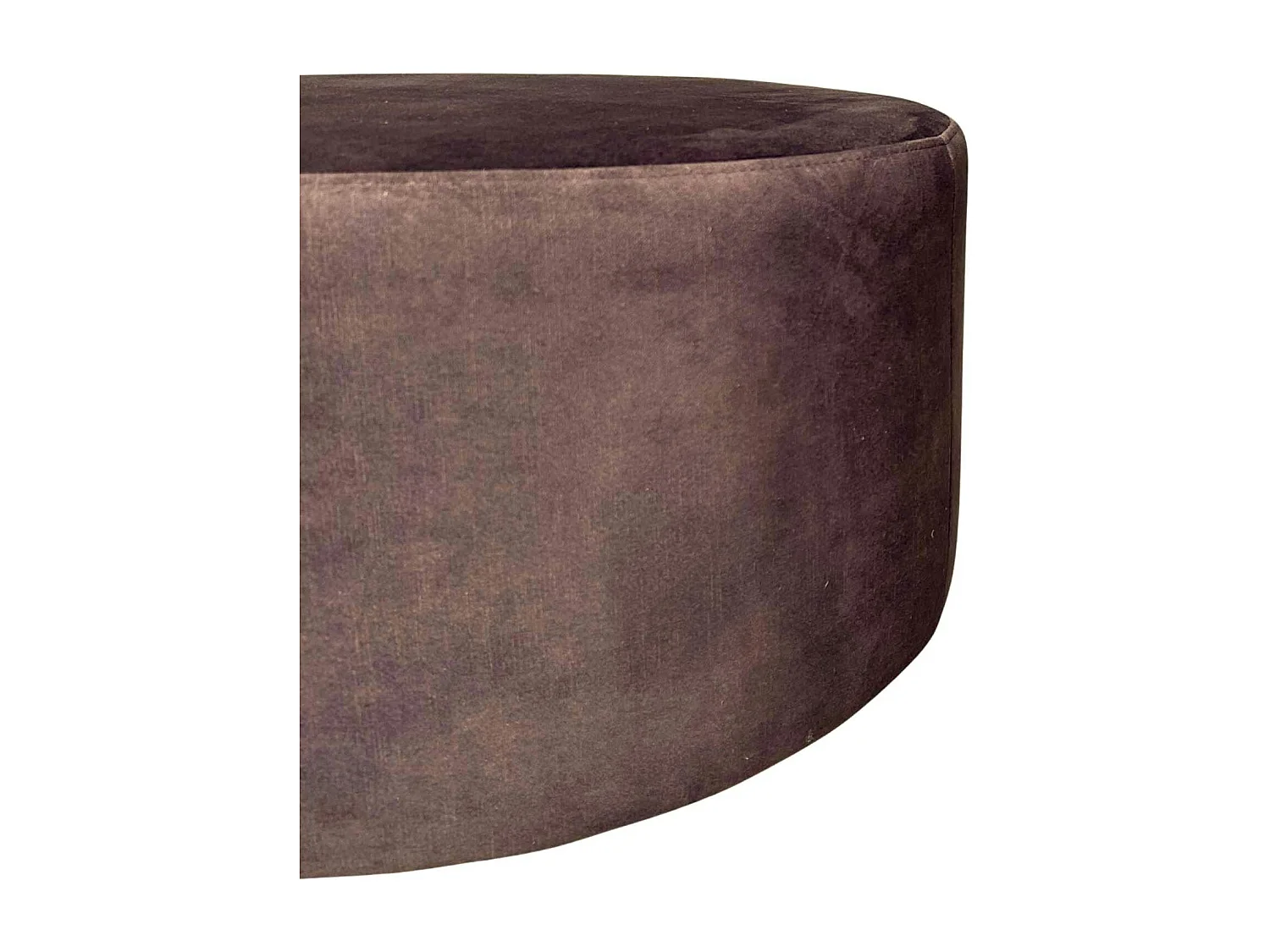 Pouf rond marron tissu doux RIVOLI