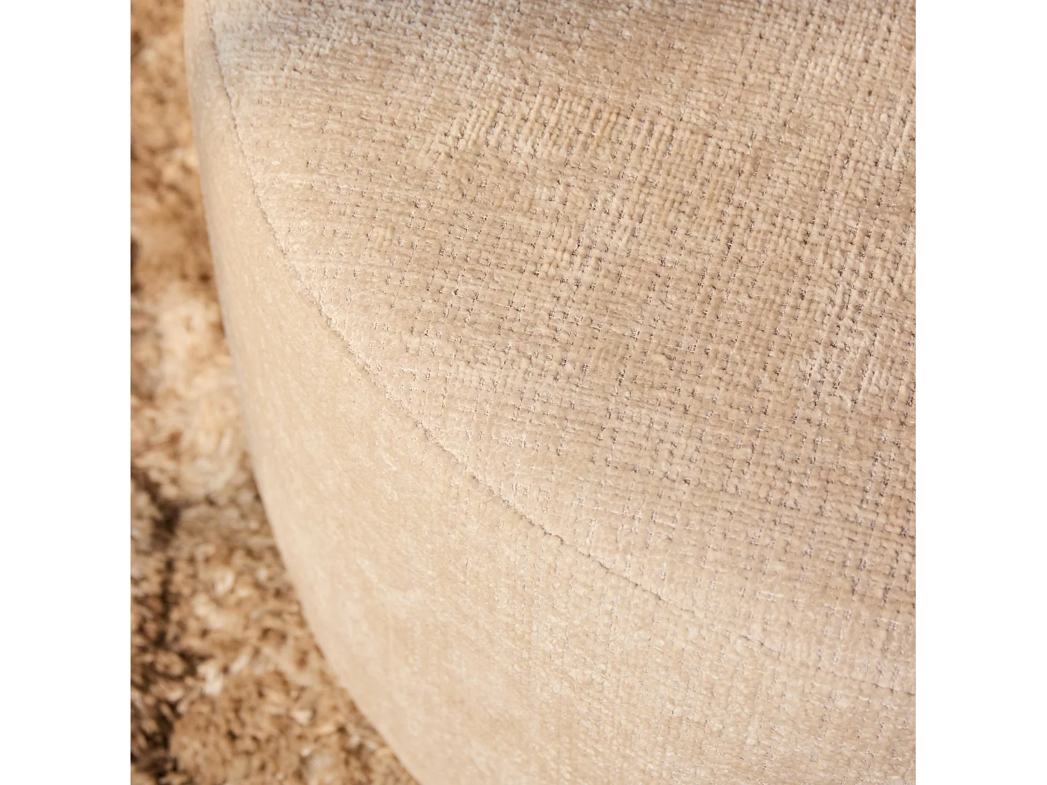 Pouf rond beige tissu doux RIVOLI
