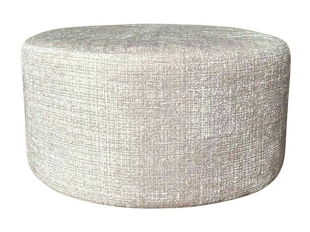 Pouf rond beige tissu doux RIVOLI