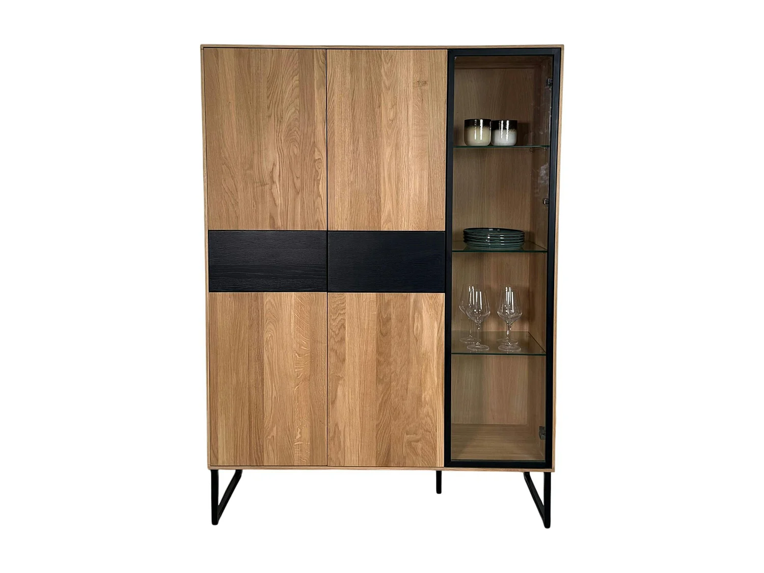 Buffet vitrine bois de chêne blanc HAVEN