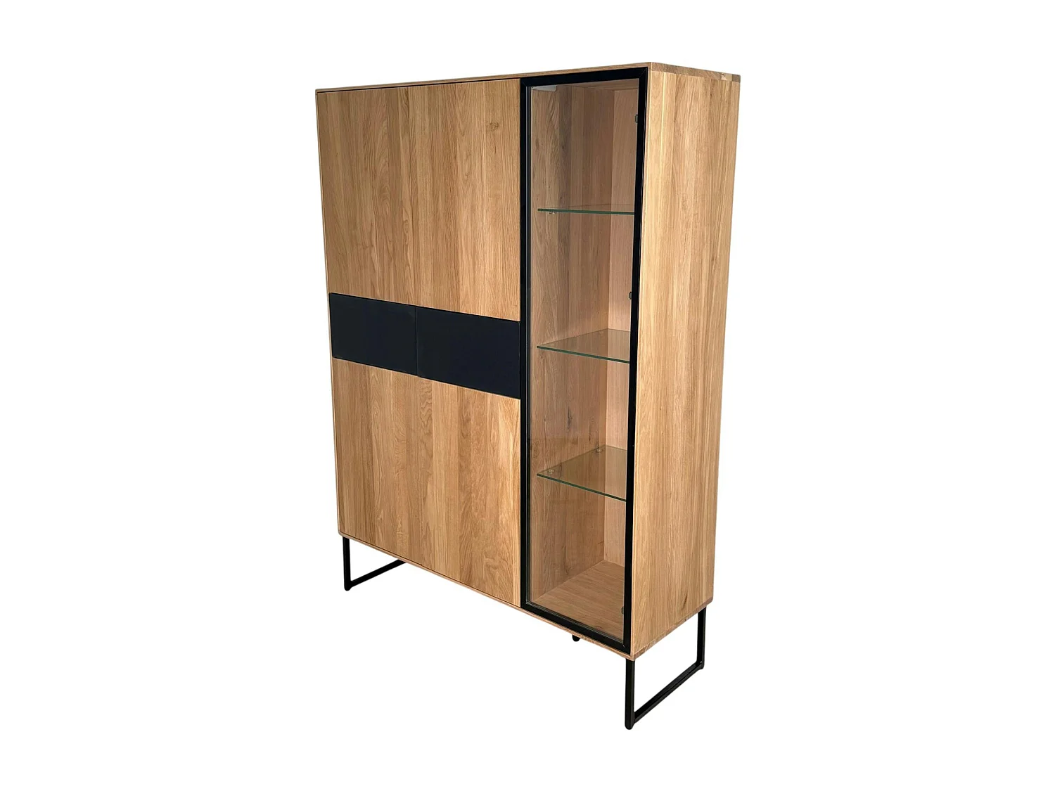 Buffet vitrine bois de chêne blanc HAVEN