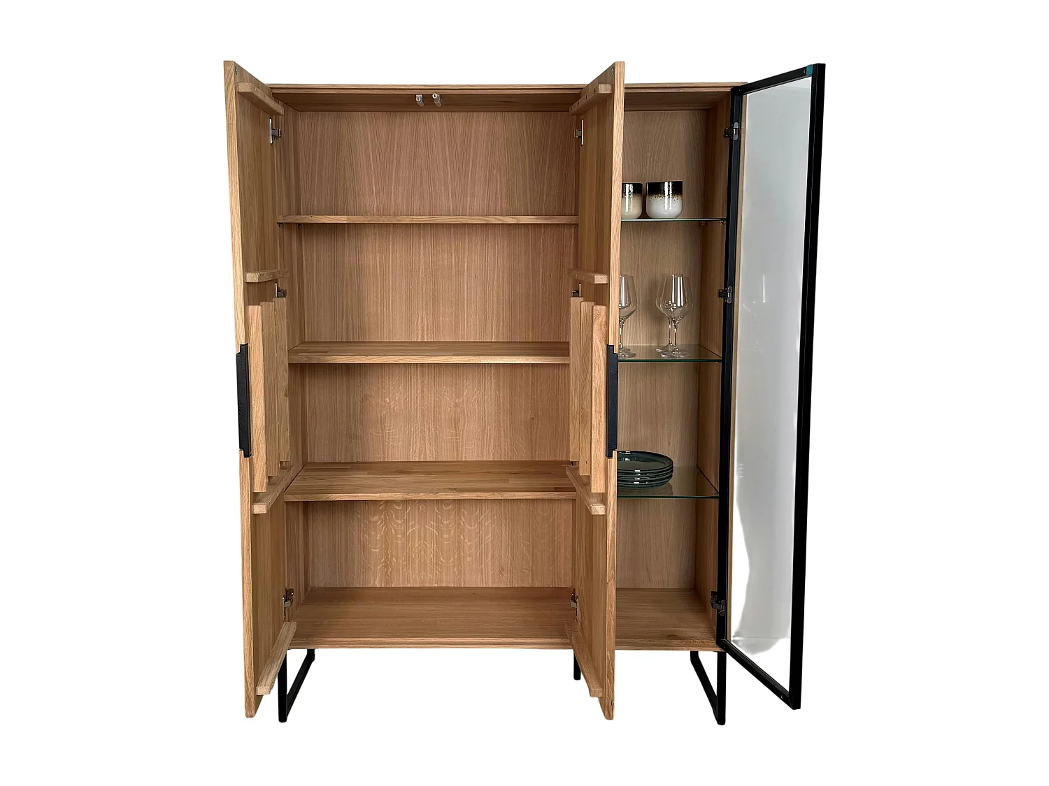 Buffet vitrine bois de chêne blanc HAVEN