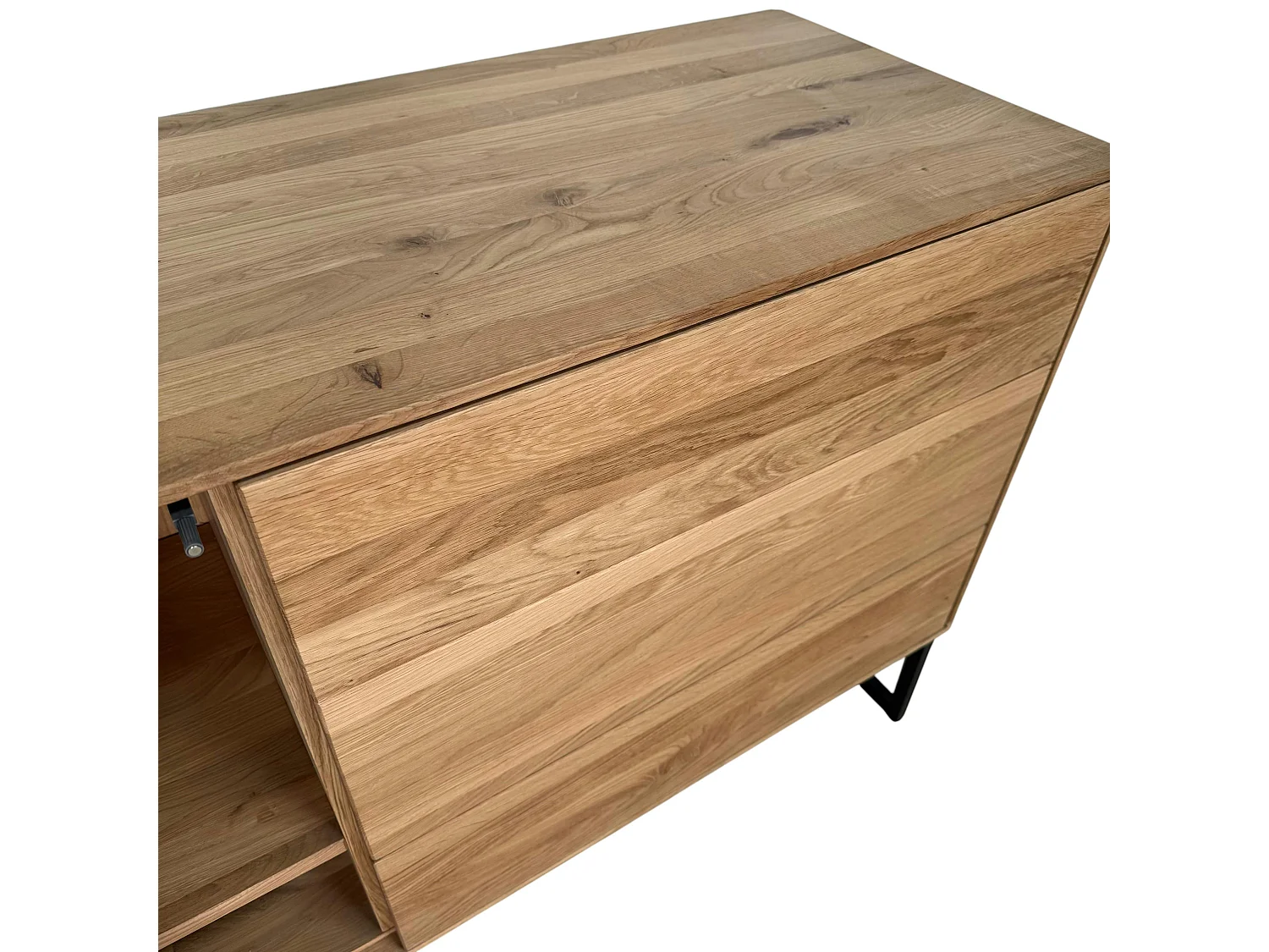 Buffet bas vitrine bois de chêne blanc HAVEN