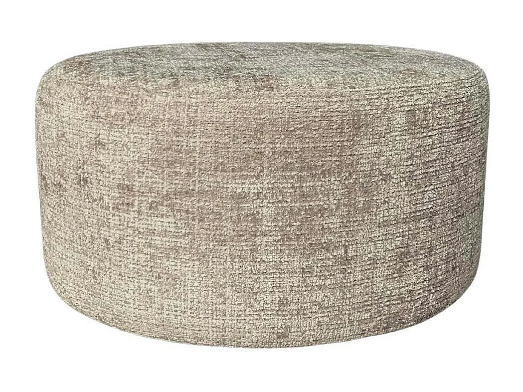 Pouf rond taupe tissu doux RIVOLI