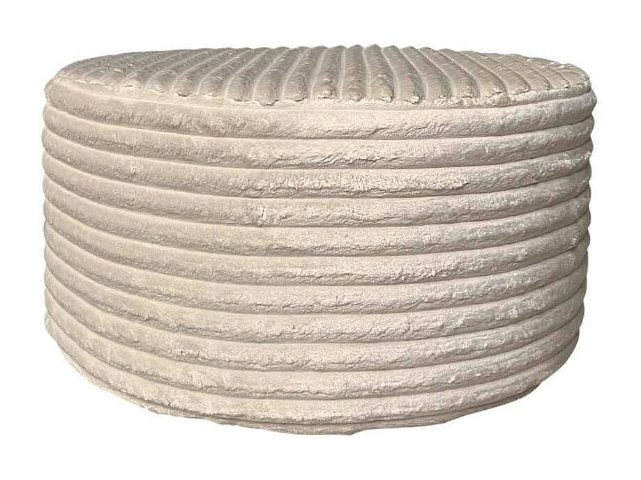 Pouf rond beige en velours côtelé RIVOLI