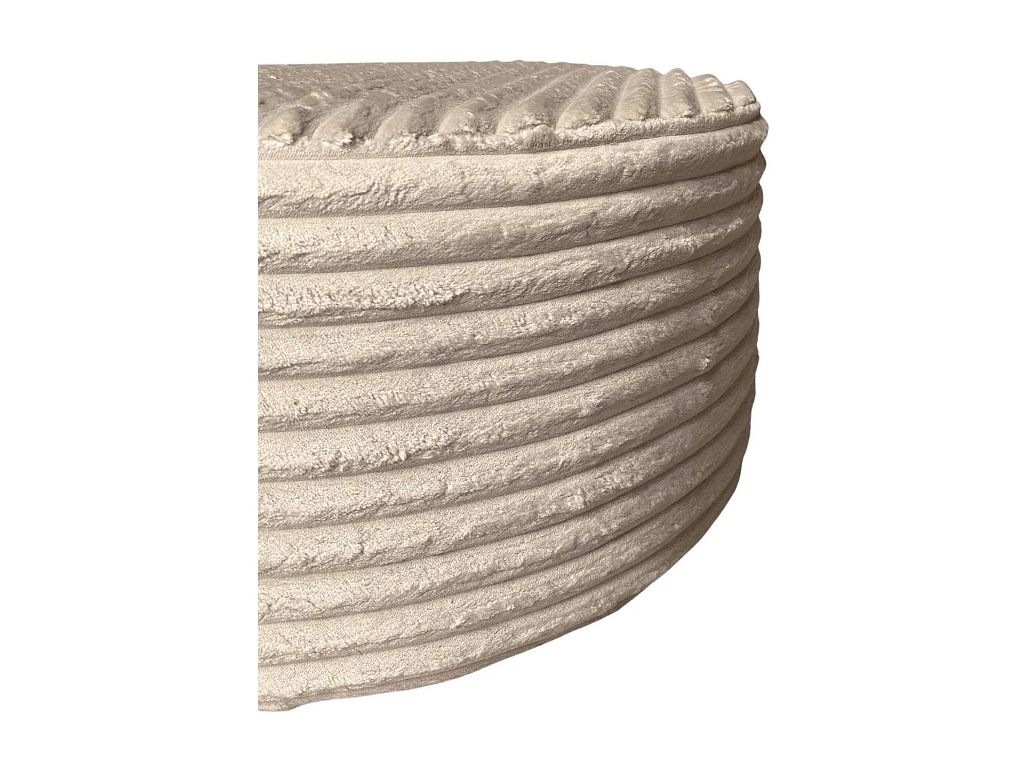 Pouf rond beige en velours côtelé RIVOLI