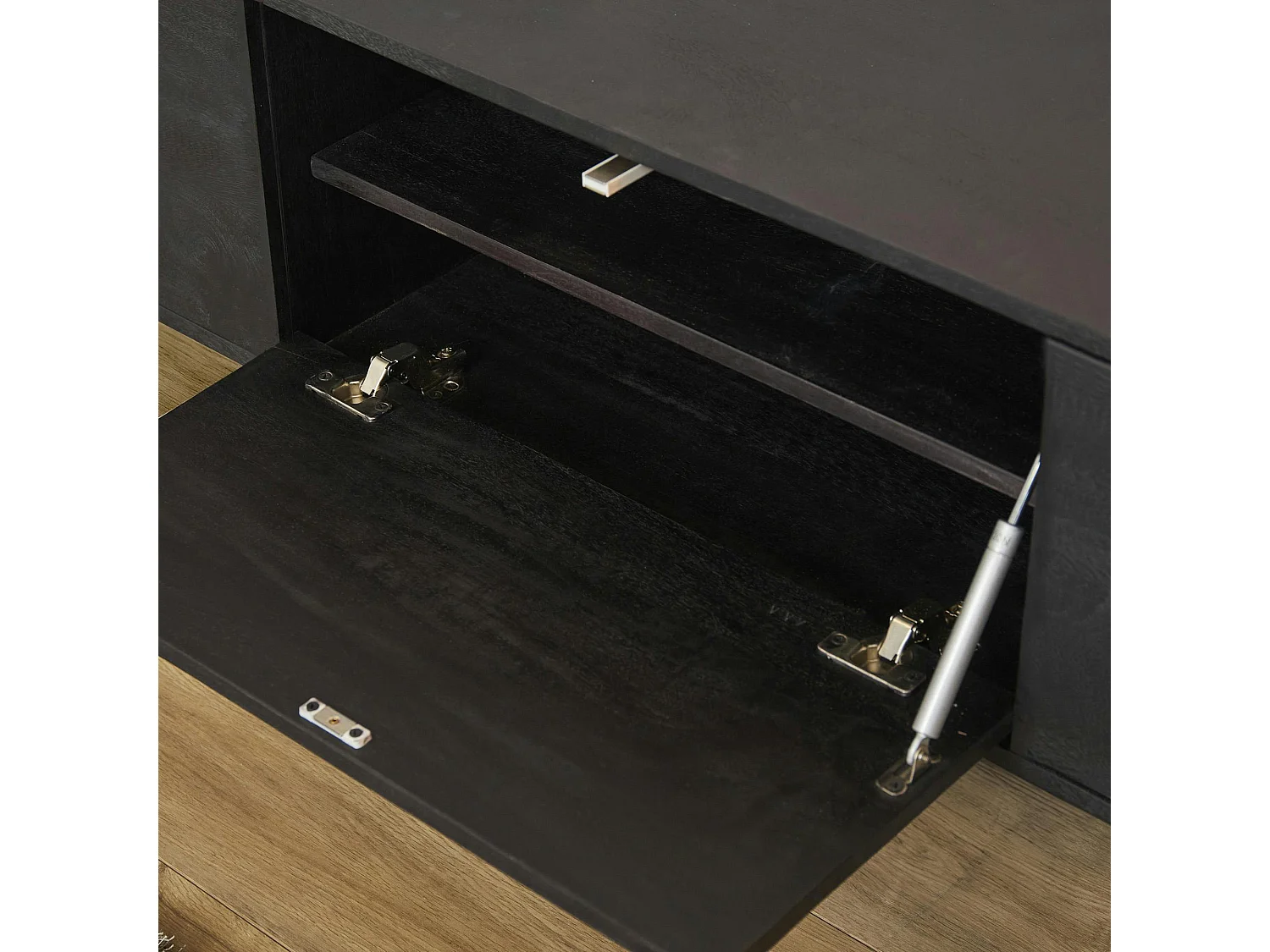 Meuble TV suspendu XL bois noir 5 portes JUNO