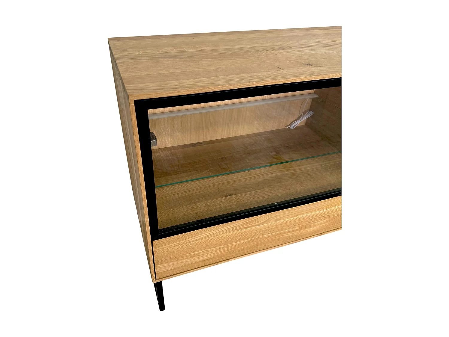 Buffet bas vitrine bois de chêne huilé 180 cm HAVEN