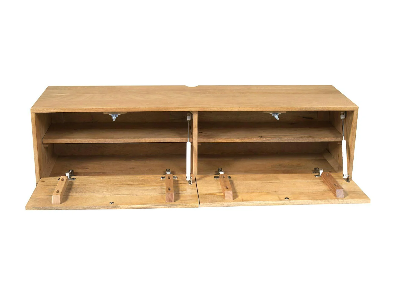 Petit meuble TV suspendu bois clair 2 portes JUNO