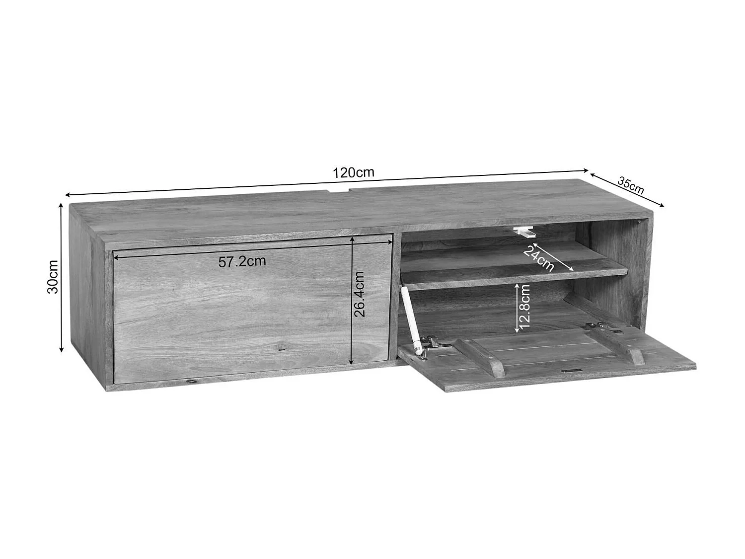 Petit meuble TV suspendu bois clair 2 portes JUNO