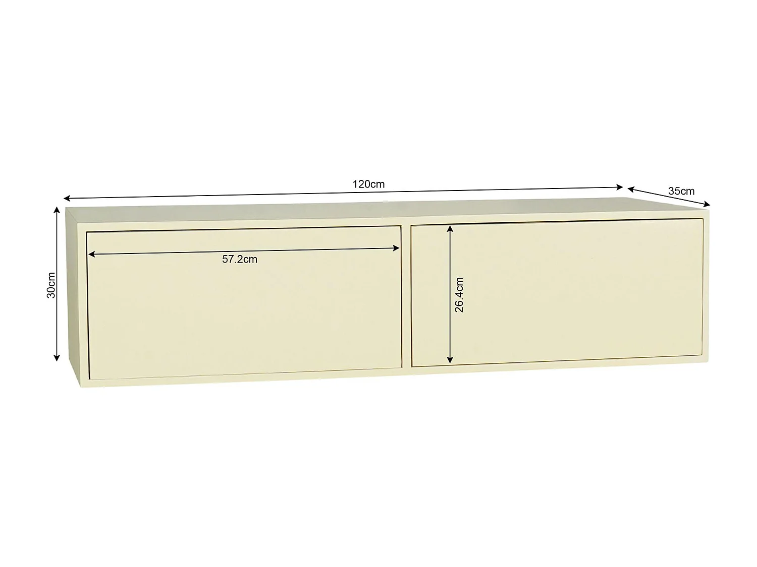 Petit meuble TV suspendu bois sable 2 portes JUNO