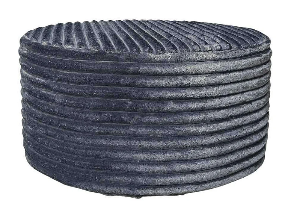 Pouf rond gris en velours côtelé RIVOLI