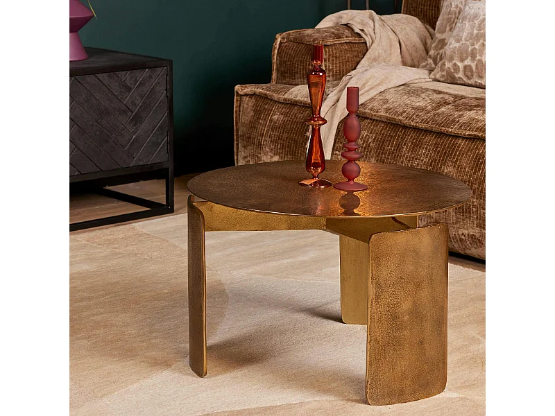 Table basse ronde en métal doré  Ø60 cm KANO