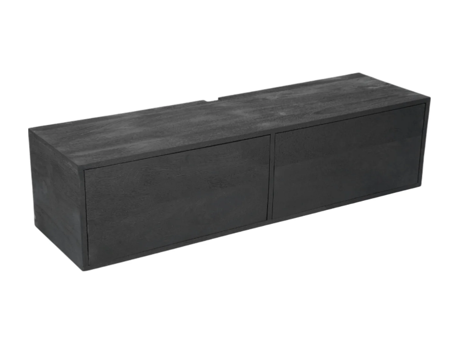 Petit meuble TV suspendu bois noir 2 portes JUNO