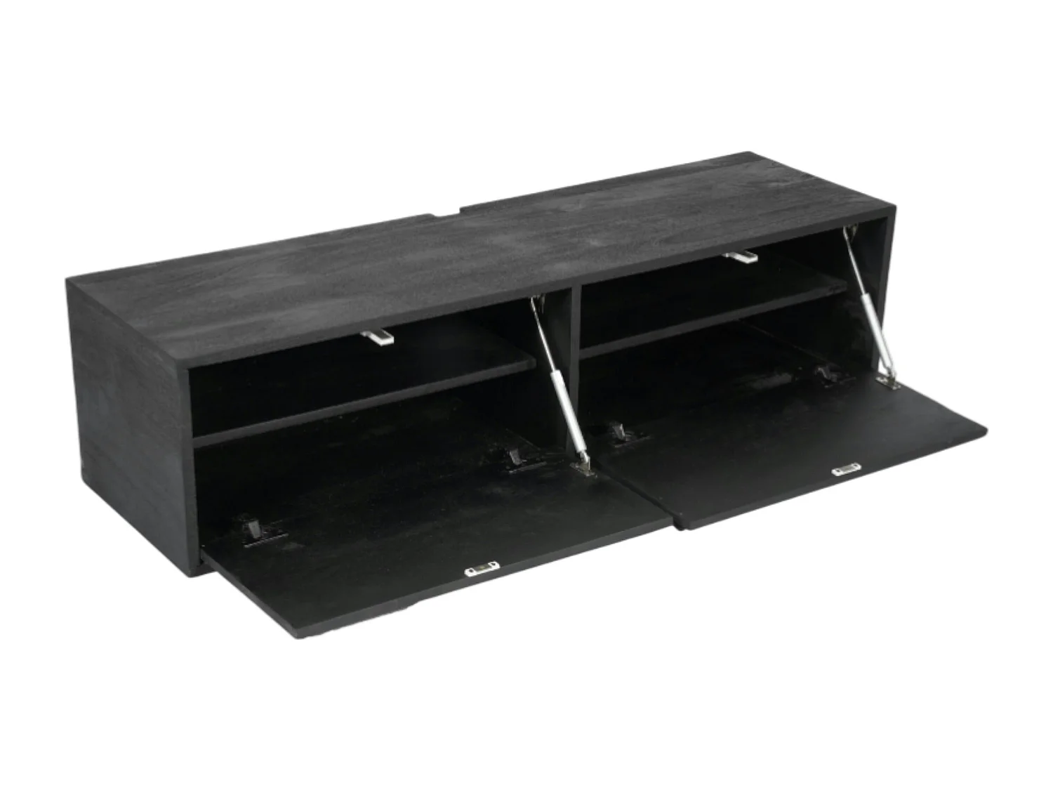 Petit meuble TV suspendu bois noir 2 portes JUNO